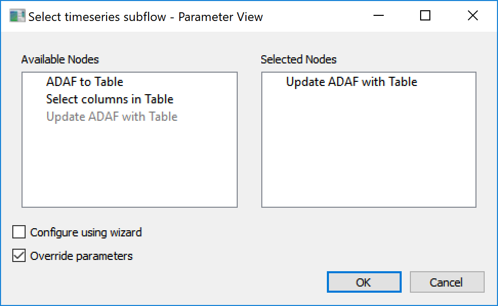 Example subflow settings