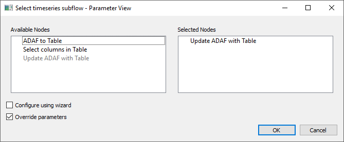 Example subflow settings